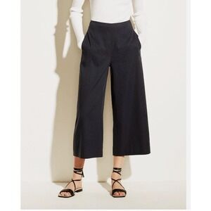 NWT Vince Wide Leg Cropped Pants Women Sz 8 Black Linen Blend Minimalist‎ Career